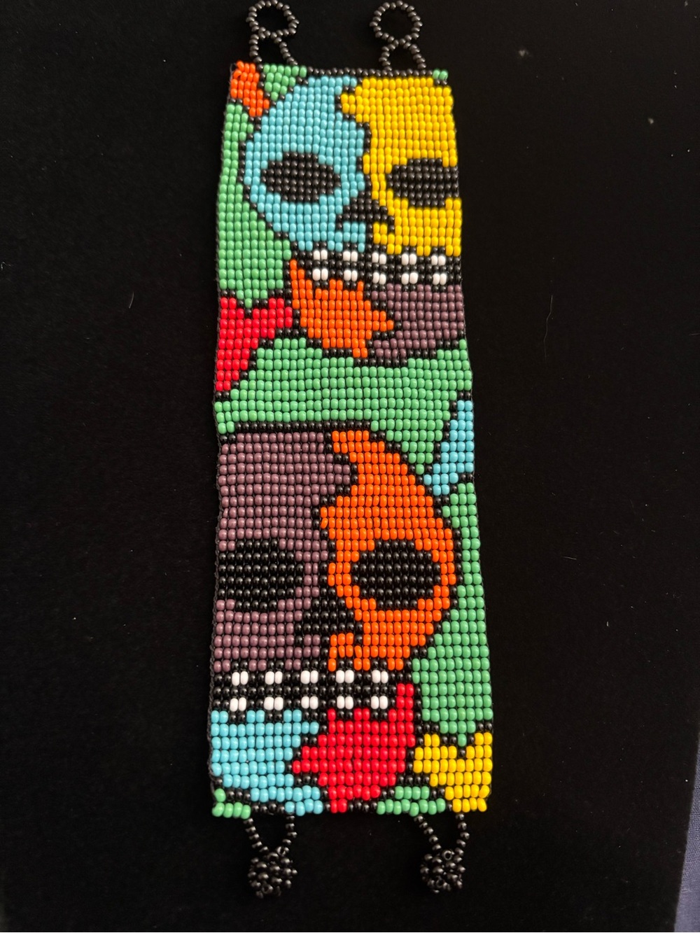 Handmade Multicolor Beaded Skull Bracelet